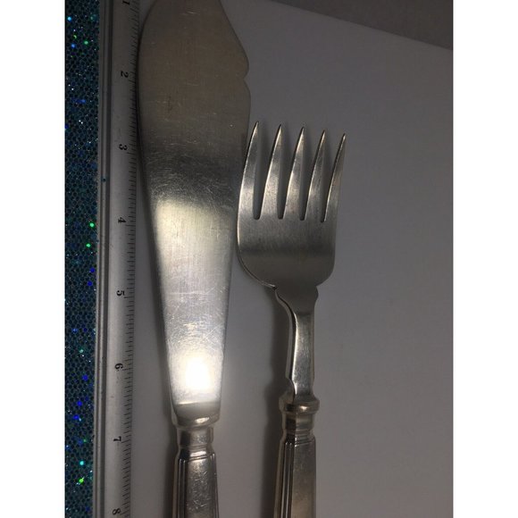 Art Deco Mappin & Webb SterlingFish Fork & Slice Persian Royal Crest C 1948 RARE - Picture 4 of 11